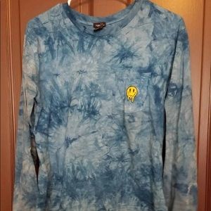 Long Sleeve Blue Tie Dye Tshirt